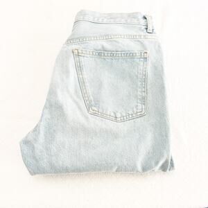 Zara Light Wash Button Fly Straight Leg Ripped Throughout Denim Jeans Size 8